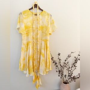 Free the Roses Yellow Tie-Die Dress with Rope Belt